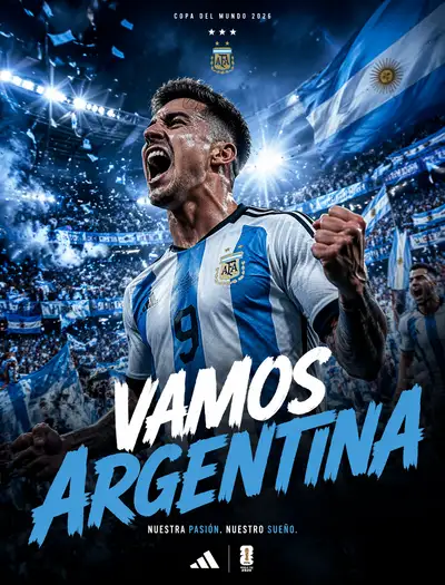 Argentina World Cup 2026 fan poster celebrating a goal