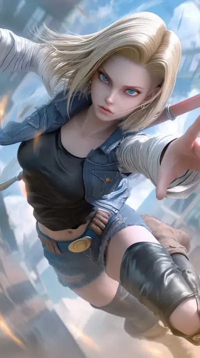 Android 18 Flying Sky Niji 6 Prompt