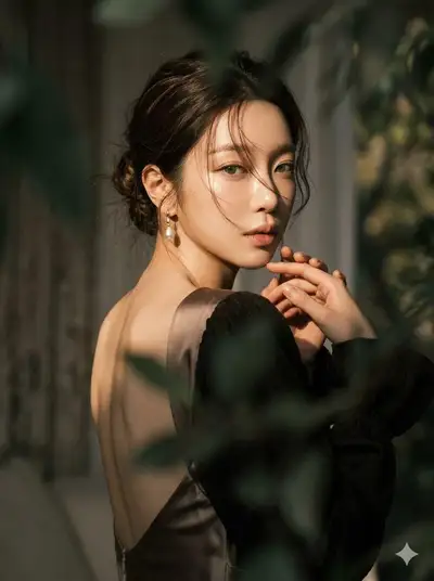 Moody ethereal over-the-shoulder portrait