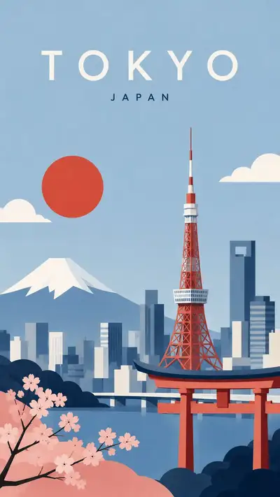 どんな都市にも使える北欧風切り絵トラベルポスター