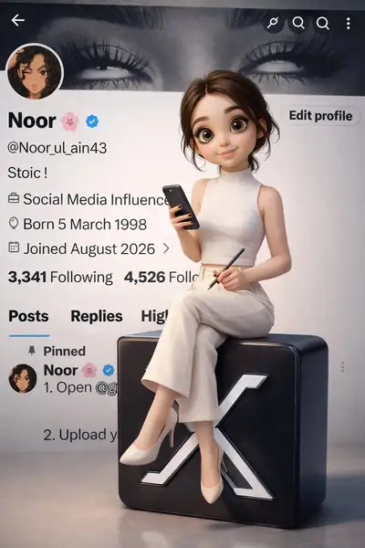 3D-Influencer-Avatar-Prompt mit X-Profilhintergrund