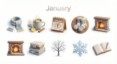 3D icon set representing a calendar month