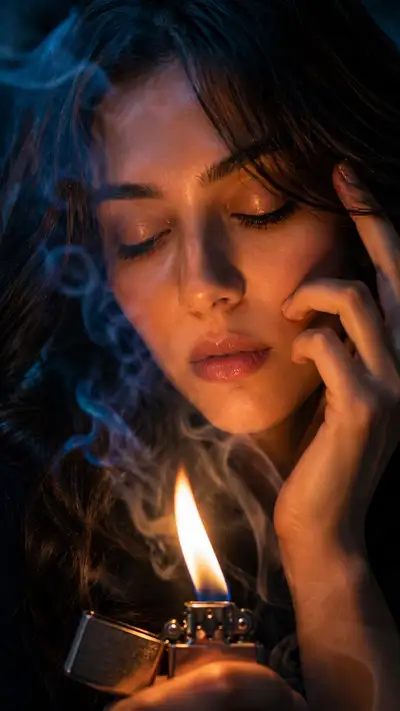 Cinematic Moody Portrait with Flame and Smoke