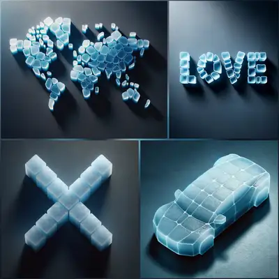 Frosty Cube Creations: Minimalist Ice Block Art Prompt