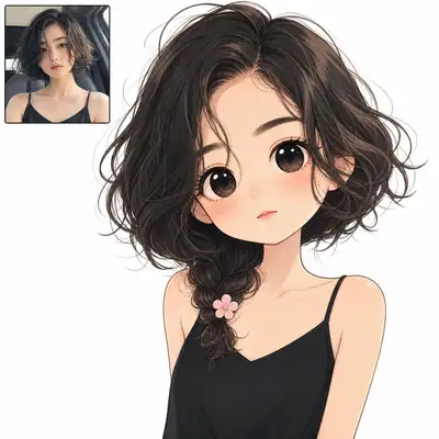 Chibi anime character with real photo inset frame