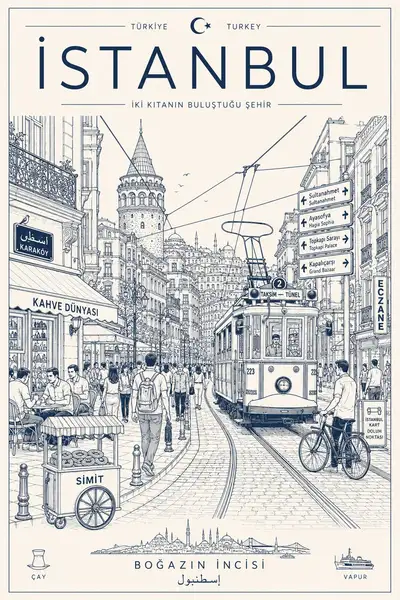 Minimalistisches Monoline-Stadt-Reiseposter