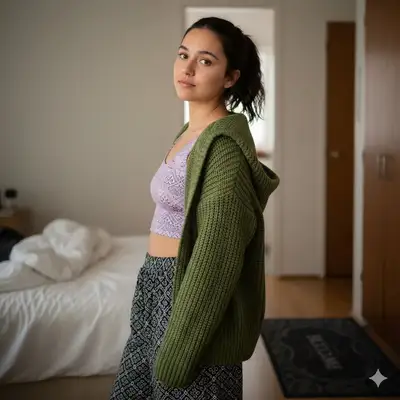 Casual Portrait with Knit Cardigan