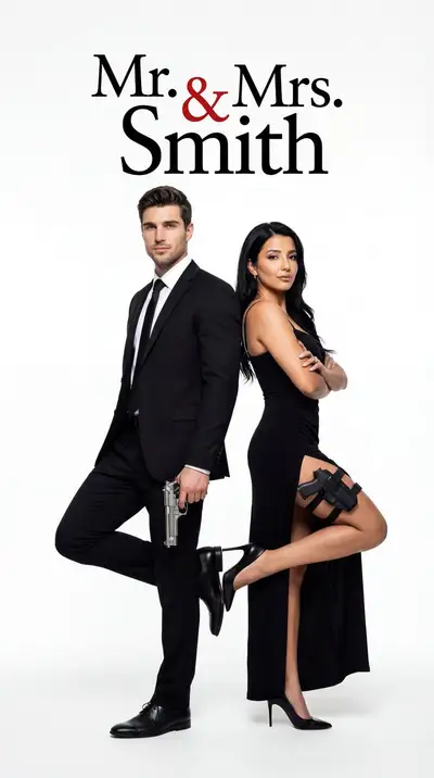 Photoreal Action Rom-Com Movie Poster (Mr. & Mrs. Smith Style)