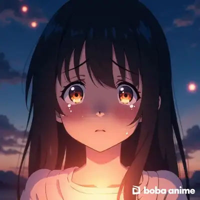 Anime Girl Crying with Floating Star Tears