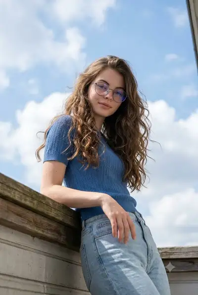 Photorealistic Portrait of Woman with Clouds