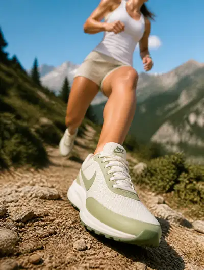 Anúncio de tênis Nike de trilha na montanha