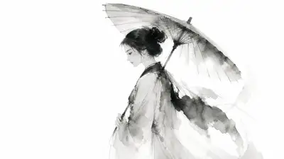 Modelo de estilo de pintura chinesa a tinta