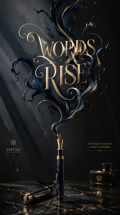 Fountain pen poster with ink flowing upward as calligraphy