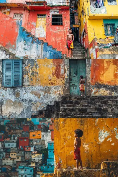 Favela contre-plongée avec éléments d’équilibre