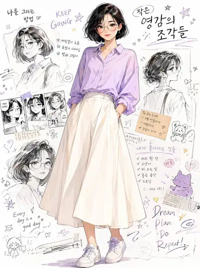 动漫风格时尚肖像，搭配手绘漫画拼贴背景，GPT Image 2