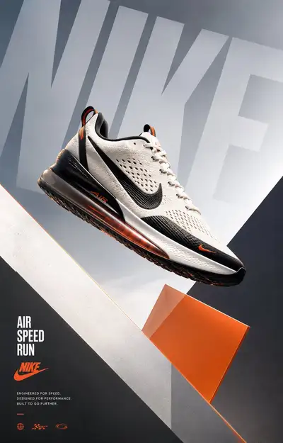 Ultra-Premium Nike Sneaker Campaign Poster with Geometric Composition