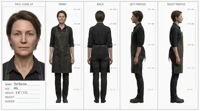 超写実的キャラクター設定用ターンアラウンドシート