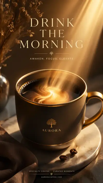 Coffee mug poster with sunlight dissolving into cream
