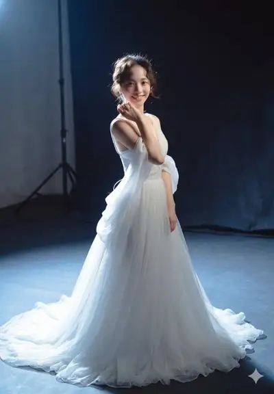 Ethereal White Gown Studio Portrait