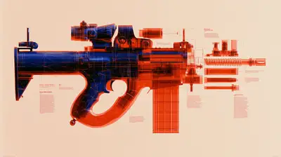 Low-Poly Minigun Autopsy Infographic Concept