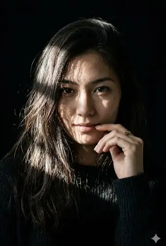 黒背景を用いたキアロスクーロの劇的な光のポートレート
