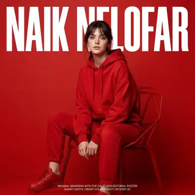 Monochrome red fashion editorial poster with bold typography