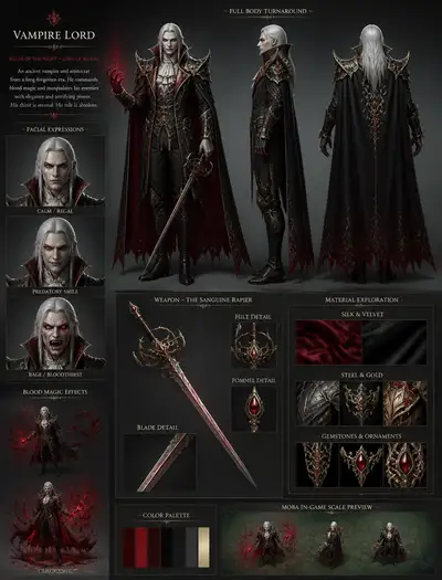 Gothic Vampire Lord character sheet prompt