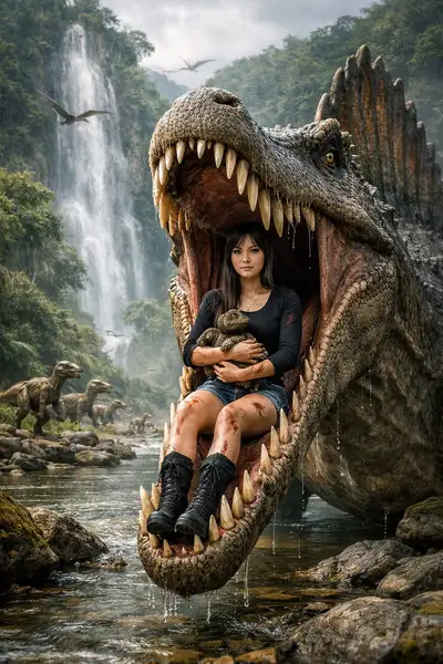 Ultra-Realistic Cinematic Fantasy Spinosaurus Scene