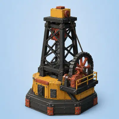 Low-Poly 3D Mining Rig with Animation