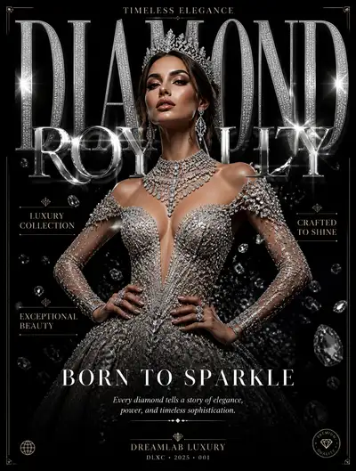 Diamond couture fashion editorial poster, Diamond Royalty