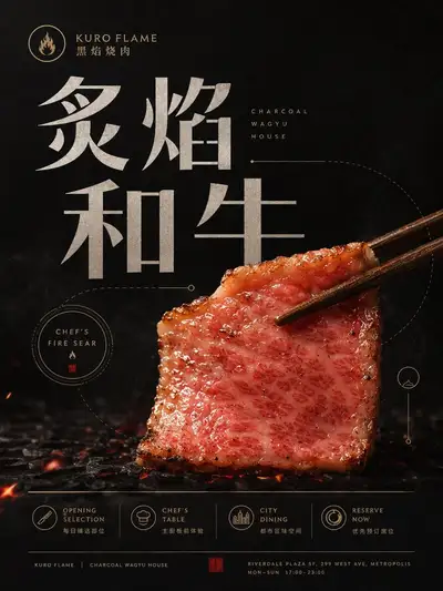 高端食品品牌暗色调广告海报模板