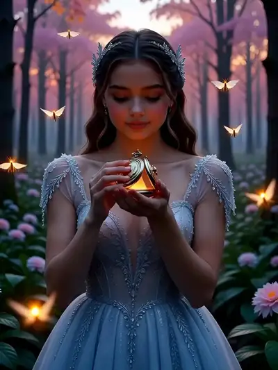Enchanted Forest Pocket Watch Fantasy Scene