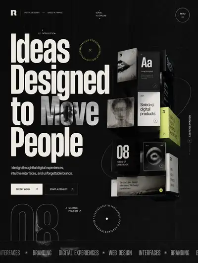 Editorial Brutalist Portfolio Hero Section