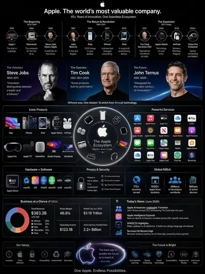 High-complexity Apple corporate empire infographic with new CEO