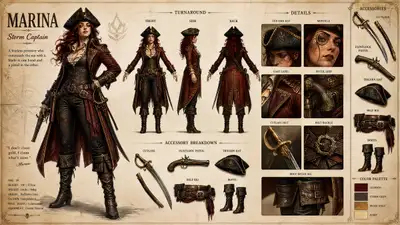 RPG-Charakterdesign-Blatt eines Piratenkapitäns (ChatGPT)