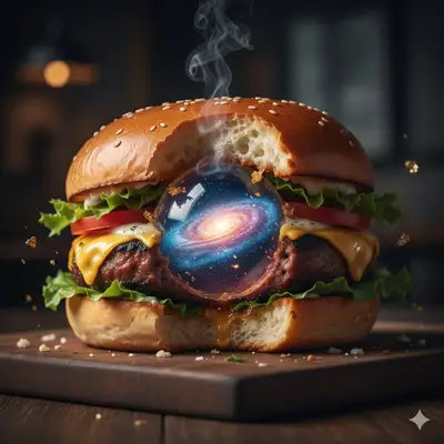 Gourmet burger mid-bite viral food photography