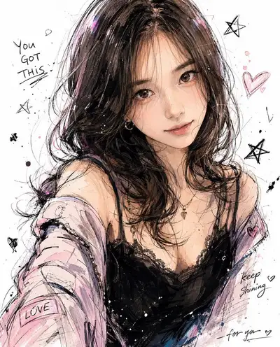 Korean-style hand-drawn manga sketch illustration