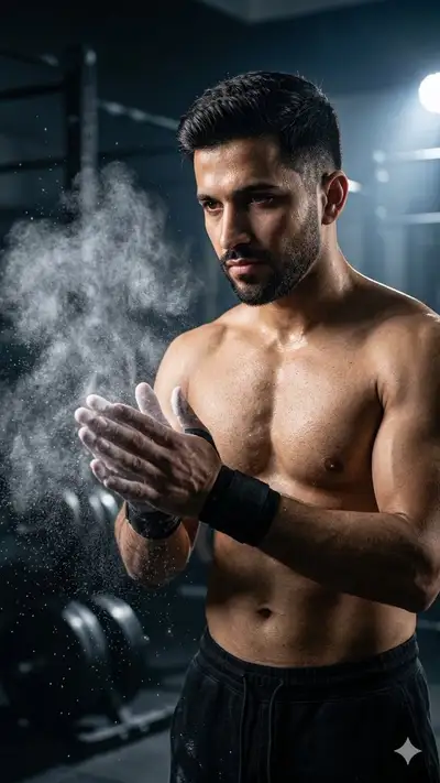 Cinematic Slow-Motion Gym Chalk Dust Shot