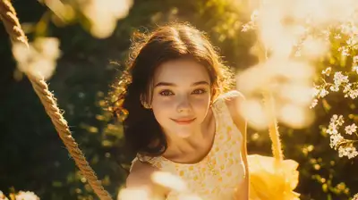 Girl on Swing Golden Hour Photo