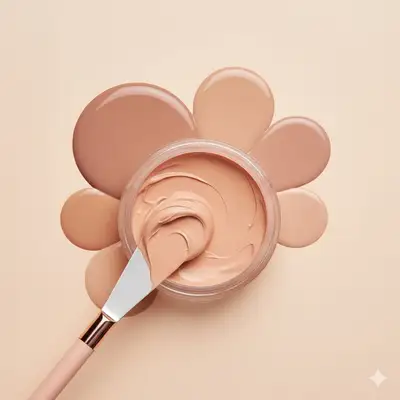 Macro ASMR texture shot of creamy makeup products