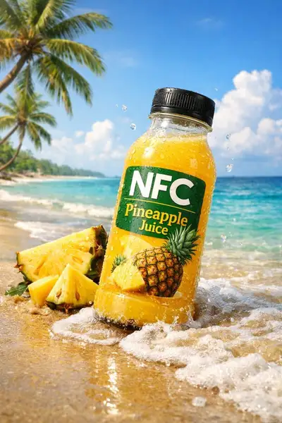 Set publicitario fotorrealista de botellas de jugo de fruta
