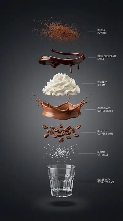 Exploded Diagram of a Chocolate Coffee Drink
