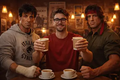 Rocky and Rambo Vintage Coffee Shop Portrait