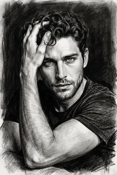 Prompt de Retrato en Carboncillo Hiperrealista