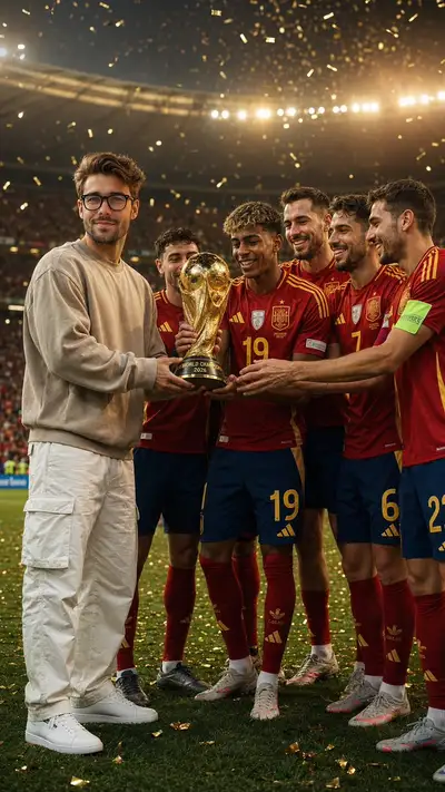 Spain 2026 World Cup Trophy Ceremony Cinematic Illustration