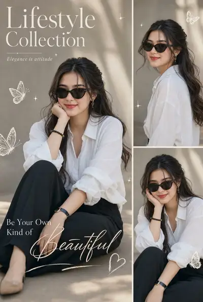 Fashion Magazine Collage With Butterfly Illustrations