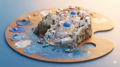 Miniature 3D diorama of a landmark location template