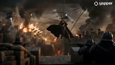 Prompt vidéo cinématique d'un siège de forteresse épique