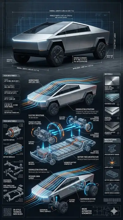 Tesla Cybertruck Cinematic Engineering Infographic