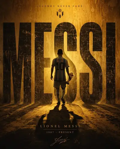 Messi GOAT Minimalist Typography Poster